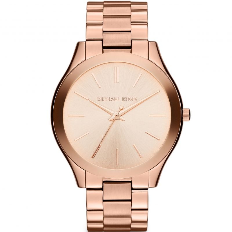 Michael Kors Ladies Slim Runway Rose Gold Watch - MK3197